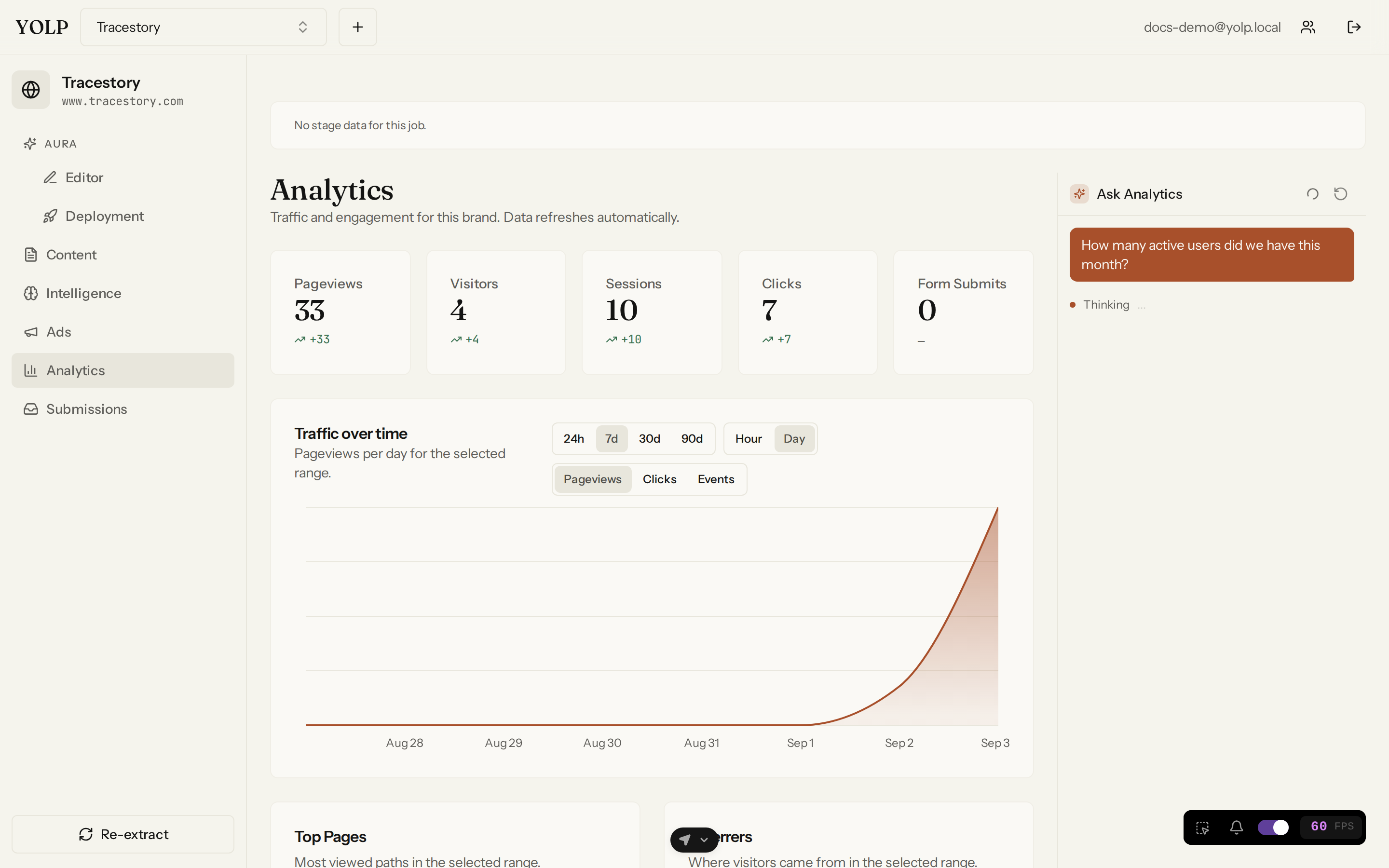Asking the analytics AI a question