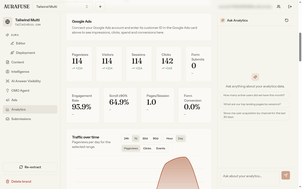 The analytics dashboard