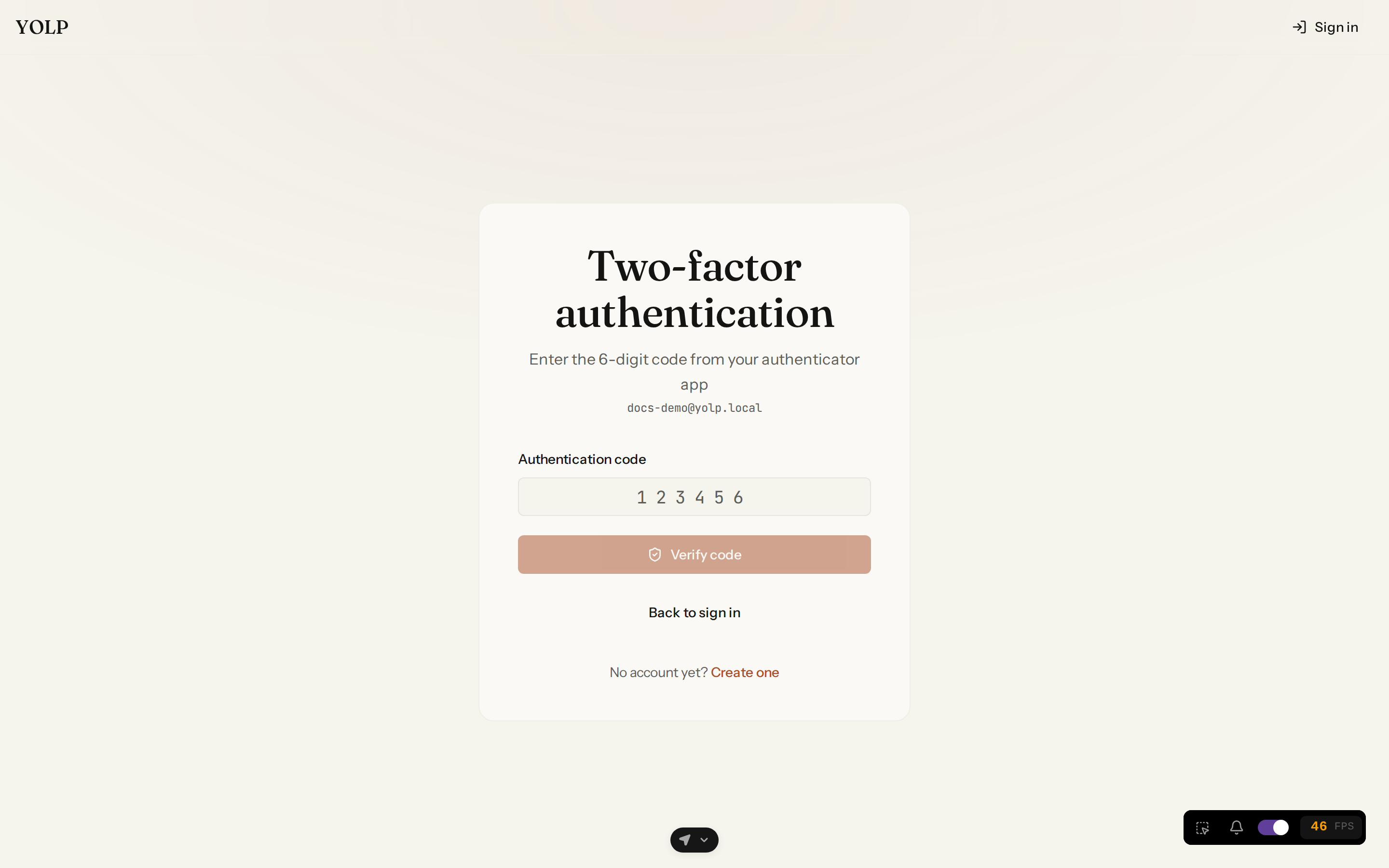 Two-factor setup with QR code